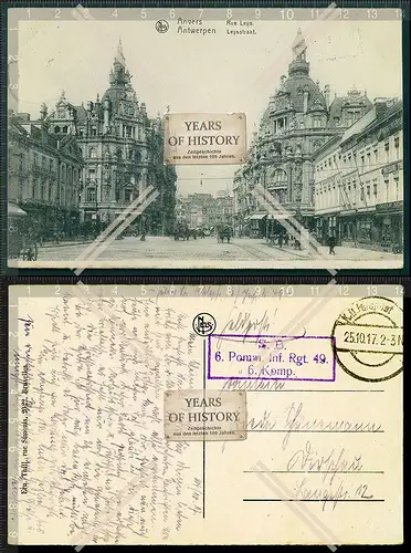 AK 1.WK Weltkrieg Antwerpen Feldpost gel. 1915-17 Belgien Frankreich