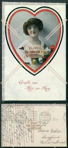 AK 1. WK patriotische Karte 1916 gelaufen Grüße von Herz zu Herz