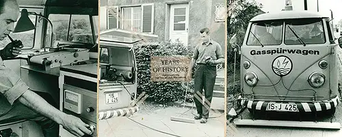 Foto Gasspürwagen Iserlohn 1966 im Einsatz in Dortmund viel Technik Messungen