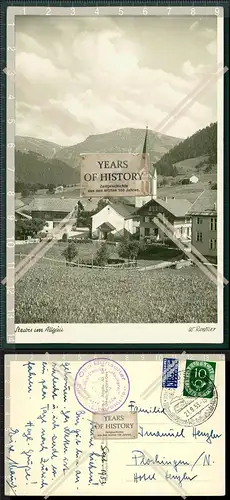 Orig. Foto AK Steibis Aach Allgäu Dorf Ansicht mit Kirche Gasthof Pension Otto