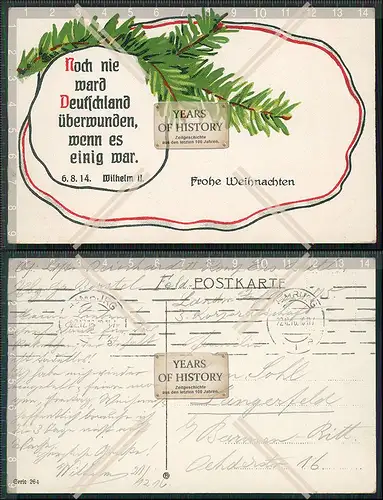 AK 1. WK Feldpost 1916 gel. Weihnachten Spruch Kaiser Wilhelm II noch nie wart