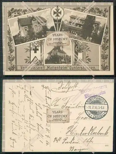 AK Guntershausen Baunatal Vereinslazarett Marienheim 1916 Stempel Vereinslazare