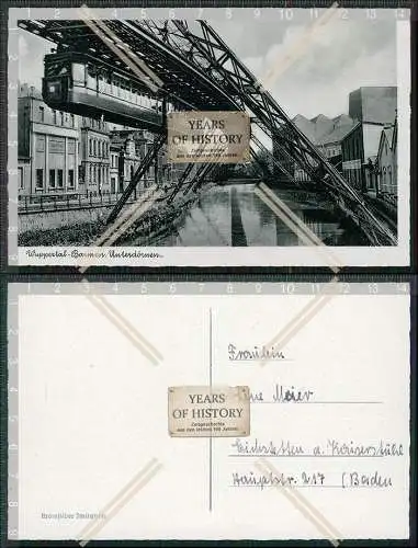 AK Barmen Wuppertal Schwebebahn an der Unterdörner Straße Karte um 1925
