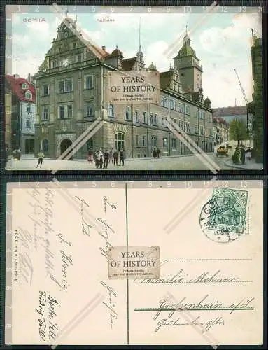 AK Gotha Thüringen Rathaus Straßenansicht 1910 gelaufen