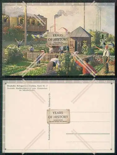 AK Deutsche Kriegsernte-Karte Nr. 3 Stadtbevölkerung beim Gemüsebau Schreberg