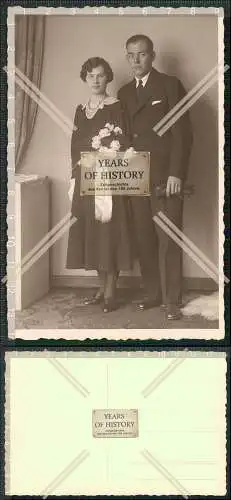 Foto AK Brautpaar Hochzeit Fotografie Druckstempel Schraudner Bamberg 1929