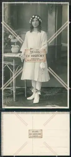 Foto AK Mädchen Konfirmation Fotografie Druckstempel F. Schraudner Bamberg 192