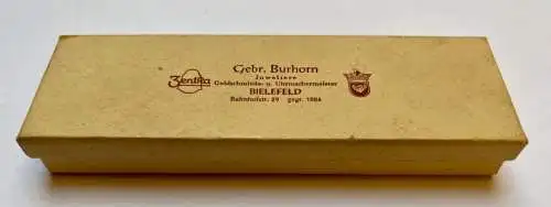 alte Schmuckschatulle Etuis Juwelier Goldschmied Burhorn Bielefeld 14,5x4,5x2 cm