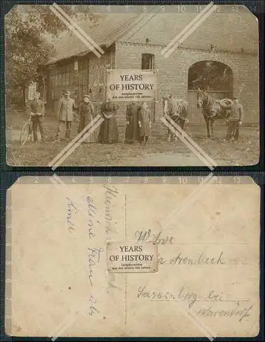 Foto AK Bauernhof Sassenberg bei Warendorf Bauer als Soldat Familie Pferde 1915