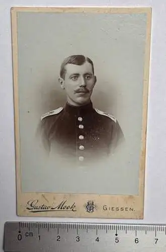 CDV Foto - Soldat in Uniform Portrait - Atelier in Gießen Hessen Gustav Mook