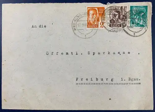 All. Bes. Franz. Zone Baden 1948 Nr 14 + 15 + 16 Rundstempel (Datum und/oder Ort klar)