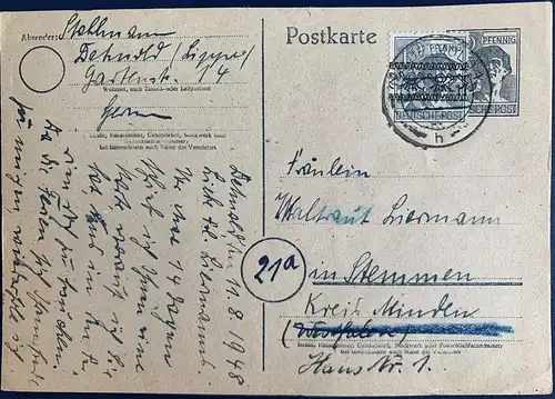 All. Bes. Bizone 1948 Nr P962a Rundstempel (Datum und/oder Ort klar)