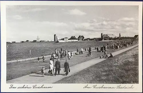 [Echtfotokarte schwarz/weiß] Das schöne Cuxhaven, am Cuxhavener Seedeich, ungelaufen, Karte ist sehr gut erhalten. 