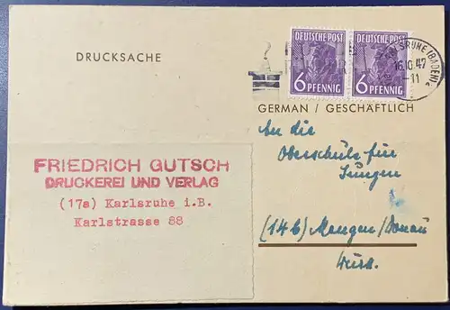 All. Bes. Gem.-Ausg. 1947 Rundstempel (Datum und/oder Ort klar)