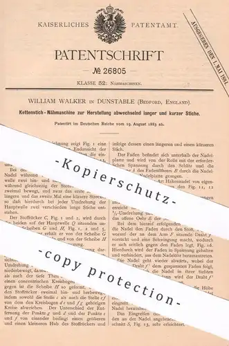 original Patent - William Walker , Dunstable , Bedford , England | 1883 | Kettenstich - Nähmaschine | Nähmaschinen !!