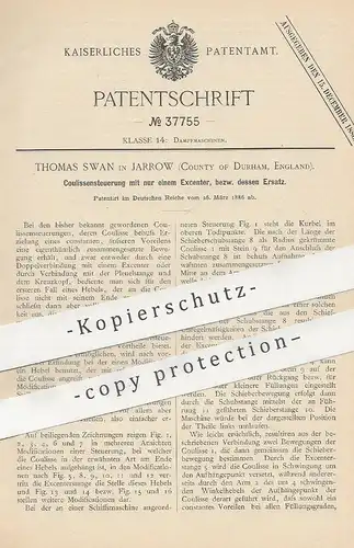 original Patent - Thomas Swan , Jarrow , Durham , England , 1886 , Coulissensteuerung | Steuerung | Dampfmaschine Motor