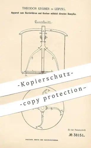 original Patent - Theodor Krämer , Leipzig , 1886 , Rühren & Kochen von Maische durch direkten Dampf | Bier , Brauerei !
