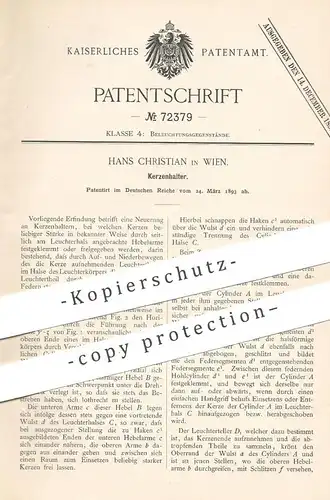 original Patent - Hans Christian , Wien , Österreich , 1893 , Kerzenhalter | Kerzen , Kerze , Kerzenständer , Leuchter