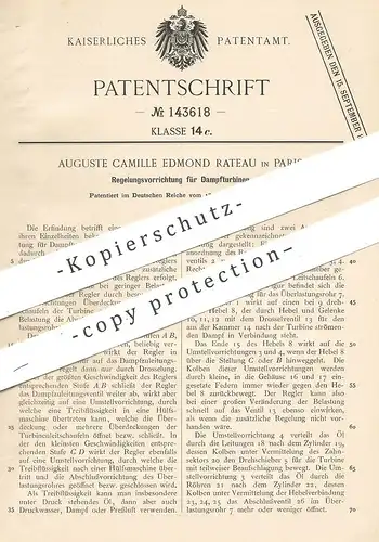 original Patent - Auguste Camille Edmond Rateau , Paris Frankreich , 1901 , Regelung für Dampfturbine | Dampf - Turbine