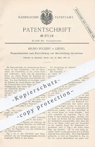original Patent - Bruno Rückert , Leipzig , 1886 , Pappschachtel | Schachtel , Pappe , Karton , Papier , Buchbinder !!!