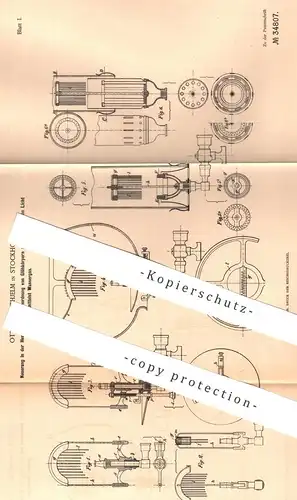 original Patent - Otto Fahnehjelm , Stockholm , 1885 , Glühlampe zur Erzeugung von Licht mittels Wassergas | Lampe !!