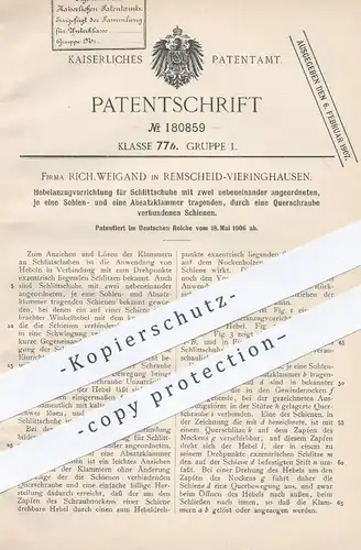 original Patent - Rich. Weigand , Remscheid / Vieringhausen , 1906 , Hebelanzug für Schlittschuhe | Schlittschuh | Schuh