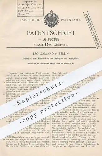 original Patent - Leo Galland , Berlin , 1906 , Behälter zum Einweichen u. Reinigen von Kartoffeln | Landwirtschaft !!