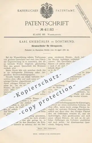 original Patent - Karl Kniebühler , Dortmund , 1887 , Stromverteiler für Klärapparate | Brunnen , Klärgrube , Wasser !!