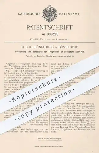 original Patent - Rudolf Dünkelberg , Düsseldorf , 1898 , Tragriemen am Tornister , Tasche , Koffer , Rucksack | Gurt !!