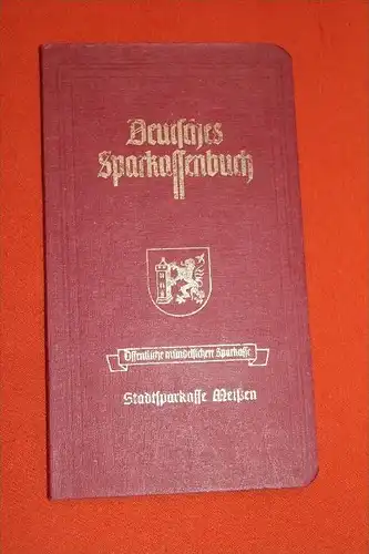 altes Sparbuch , Scharfenberg 1945-47 , Meißen , Friedrich Walther , Dentist , Zahnarzt , Sparkasse , Bank , Post !!!