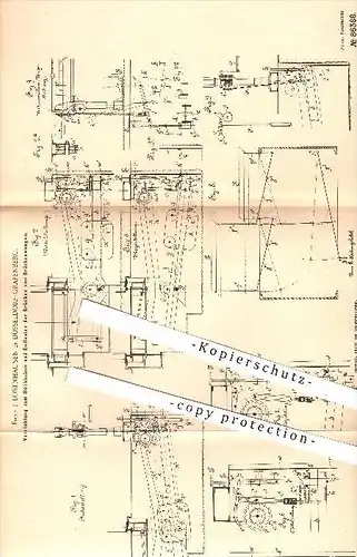 original Patent - J. Losenhausen , Düsseldorf - Grafenberg , 1895 , Hochheben u. Entlasten der Brücken von Brückenwaagen