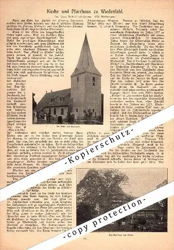 original Zeitungsbericht - 1905 - Kirche und Pfarrhaus zu Wiedensahl , Niedernwöhren b. Schaumburg !!!