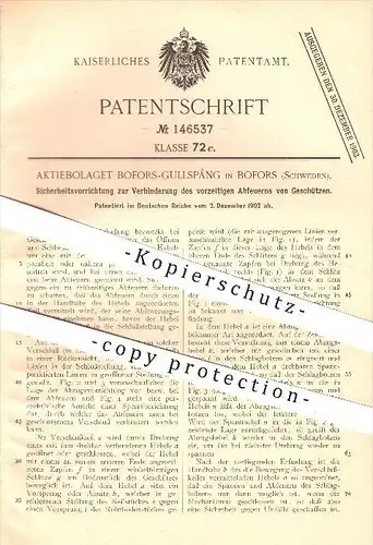 original Patent - Bofors-Gullspång in Bofors , Schweden , 1902 , Abfeuern von Geschützen , Waffen , Geschosse !!!