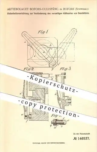 original Patent - Bofors-Gullspång in Bofors , Schweden , 1902 , Abfeuern von Geschützen , Waffen , Geschosse !!!