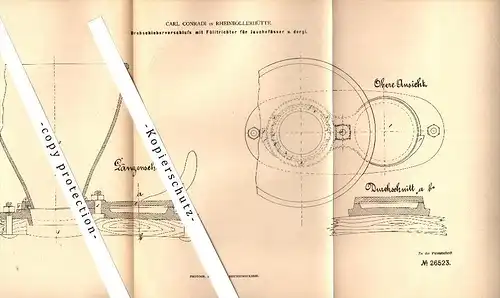 Original Patent - Carl Conradi in Rheinböllerhütte / Rheinböllen , 1883, Drehverschluß für Jauchefässer , Landwirtschaft