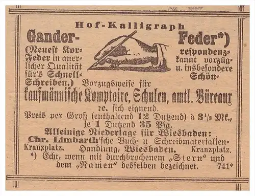 3x Werbung von Hof- Kalligraph Gander in Mainz , 1886 , Feder , Federhalter , Kalligraphie !!!