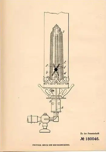 Original Patentschrift - Emil Glas in Proßnitz , Mähren , 1905 , Selbstzünder für Lampe !!!