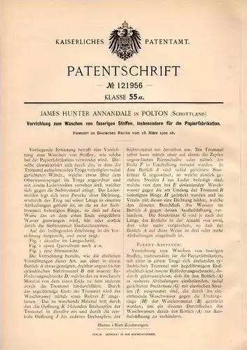 Original Patentschrift - J. Annadale in Polton , Scotland , 1900 , Machine for Paper - manufacturing , Lasswade !!!