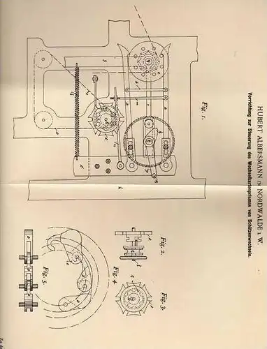 Original Patentschrift - H. Albersmann in Nordwalde i.W., 1900 , Steuerung von Webschützen , Weberei !!!