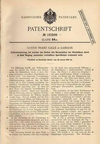 Original Patentschrift - G. Gallé in Laibach , 1904 , Faßbahnsicherung !!!