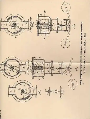 Original Patentschrift - K. Oberkircher in Schnappach , 1899 , Druckminderer für Dampfmaschinen !!!