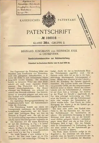 Original Patentschrift - H. Volk in Ostbevern , 1906 , Hobel , Hobelmaschine , Tischlerei , Tischler  !!!