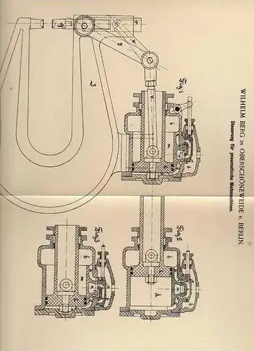 Original Patentschrift - W. Berg in Oberschöneweide b. Berlin , 1900 , Steuerung für Nietmaschinen , Nieten , Niet !!!