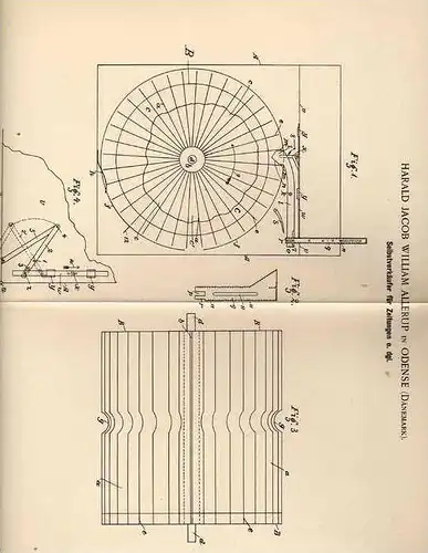 Original Patentschrift - H. Allerup in Odense , 1898 , Selbstverkäufer für Zeitungen , Zeitung !!!