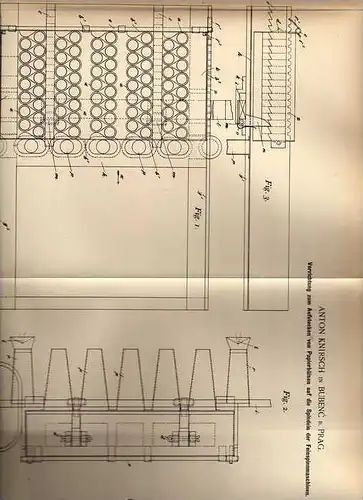 Original Patentschrift - A. Knirsch in Bubenc b. Prag , 1894 , Spinnmaschine , Spinnerei  !!!