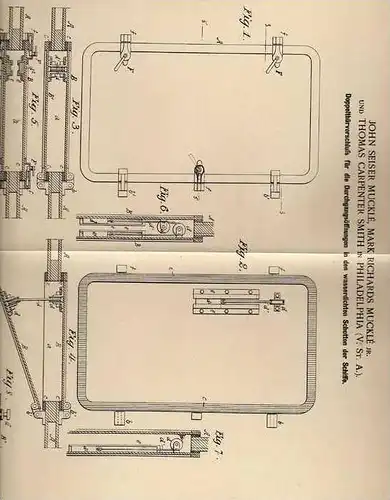 Original Patentschrift - Verschluß der Schotten von Schiffen , 1899 , J. Muckle in Philadelphia !!!