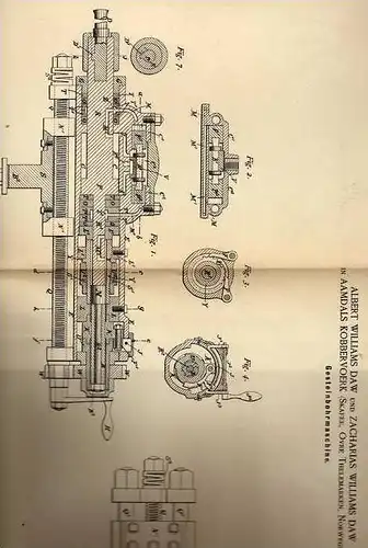 Original Patentschrift - A. Daw in Aamdals Kobbervoerk , Norwegen , 1887 , Gesteinsbohrer , Bergbau , Bohrer !!!