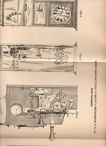 Original Patentschrift - Bundy Manufacturin Comp. in Binghamton , 1899 , Kontrollapparat für Arbeiter , Registration!!!