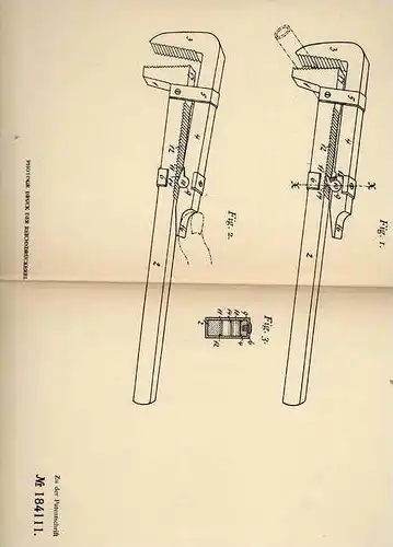 Original Patentschrift - B. Woodward in Sarcoxie , USA , 1905 , Rohrschlüssel , Werkzeug !!!