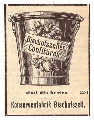 original Werbung / Reklame - 1911 -  Konservenfabrik Bischofszell b. Weinfelden !!!